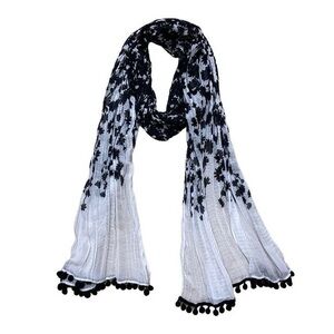 Ann Taylor Black and Off White Floral Shawl/Scarf